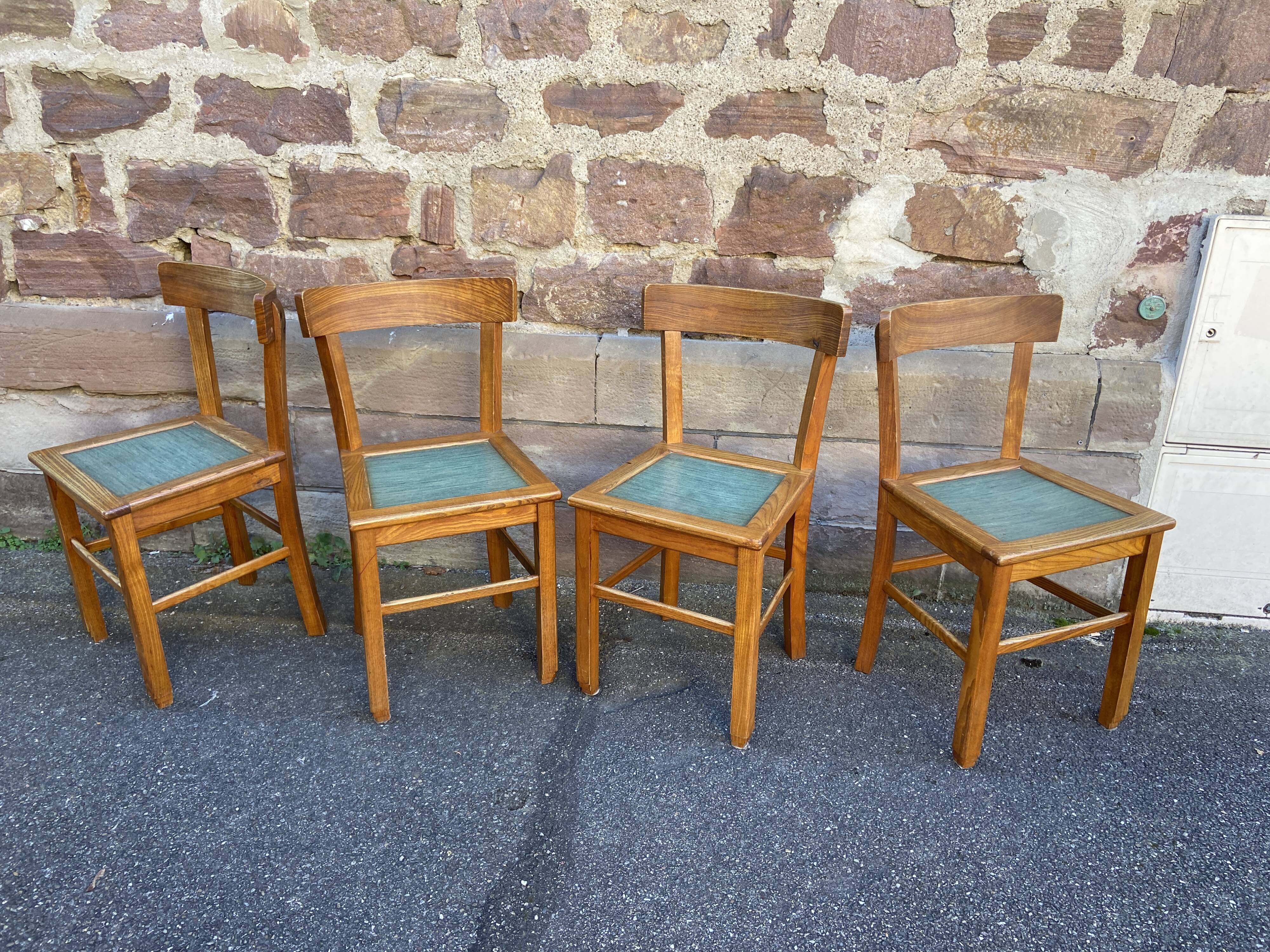 4 chairs bistrot 1950 design wood
