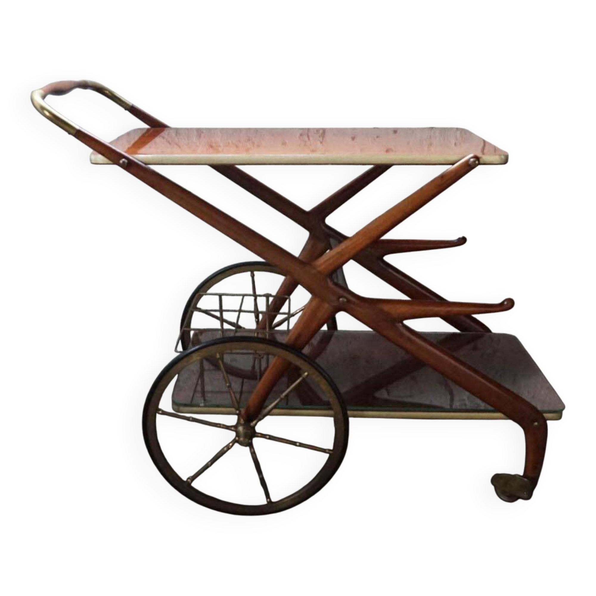 Mid-century bar cart/service cart by Cesare Lacca, 1950s.
