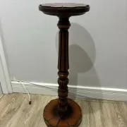 Carved wooden plant stand, turned pedestal, 1960s