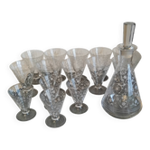 Ensemble 14 verres et carafe, années 60