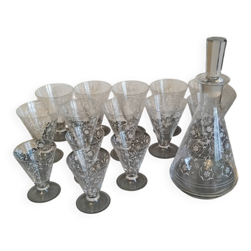 Set of 14 glasses and a carafe, 1960s.