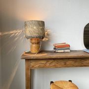 Lampe années 50 bois et paille