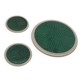 Ensemble de dessous de plat Sarreguemines vert – Céramique vintage