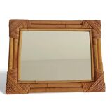 1960s Mid-Century Bamboo & Rattan Mirror in French Riviera Style