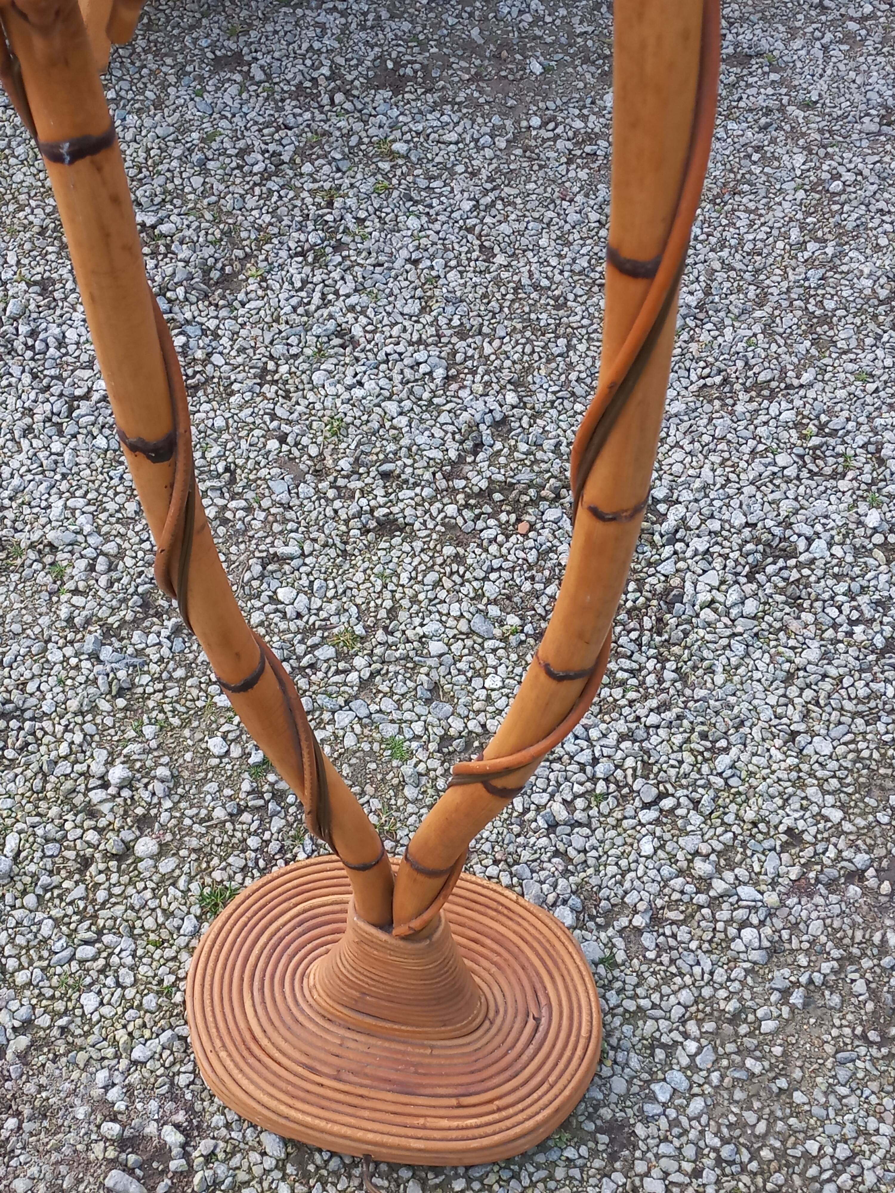 Bamboo and rattan floor lamp 2 lights from the 70s