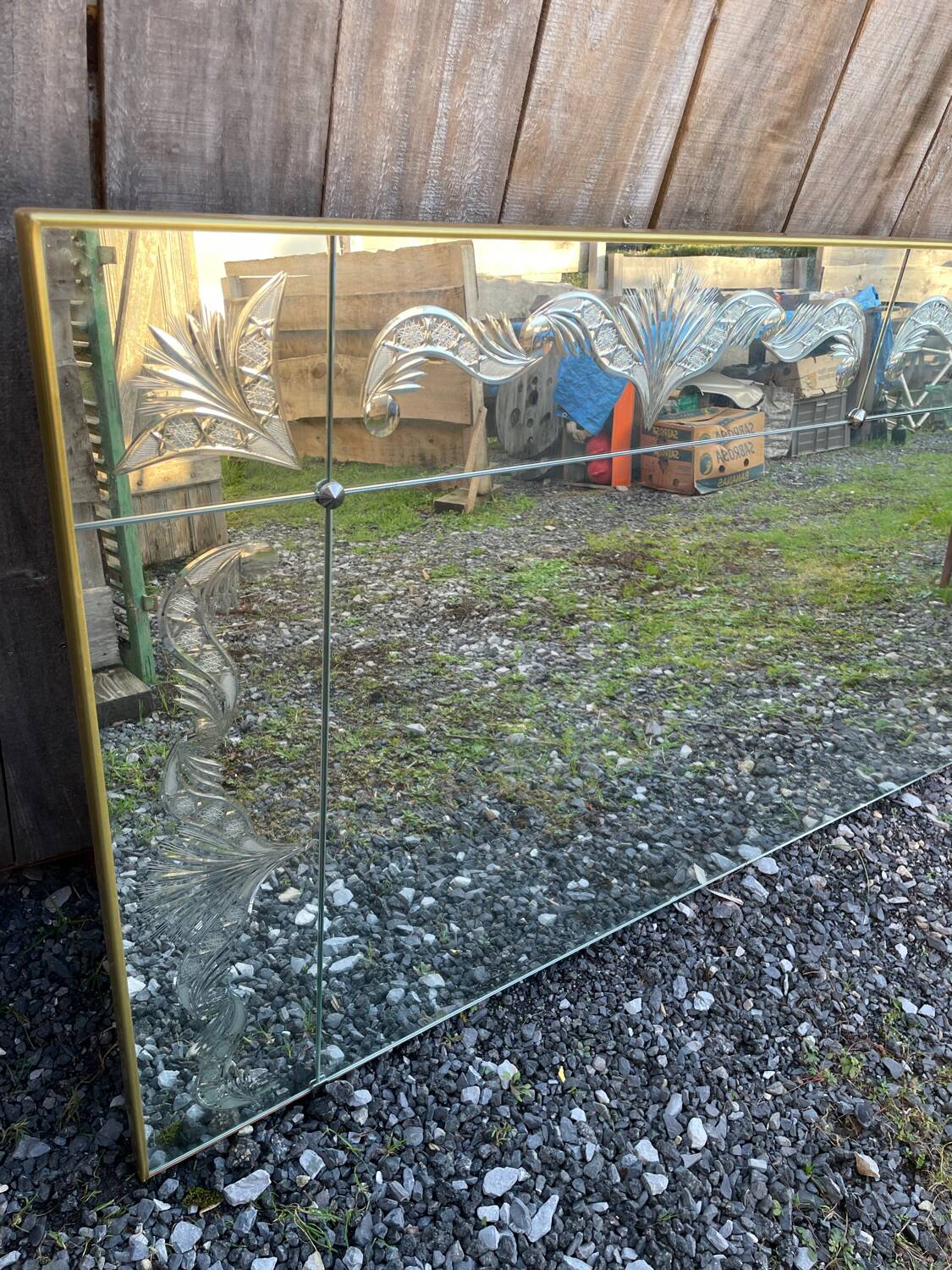 Vintage art deco cut glass bistro venetian mirror