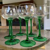 Vintage green stemware, made in france