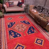 Vintage moroccan rug 320x201 cm tazenacht berber atlas, tribal red, blue large