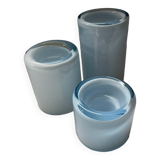 Trio of vintage candlesticks in double-layer glass paste