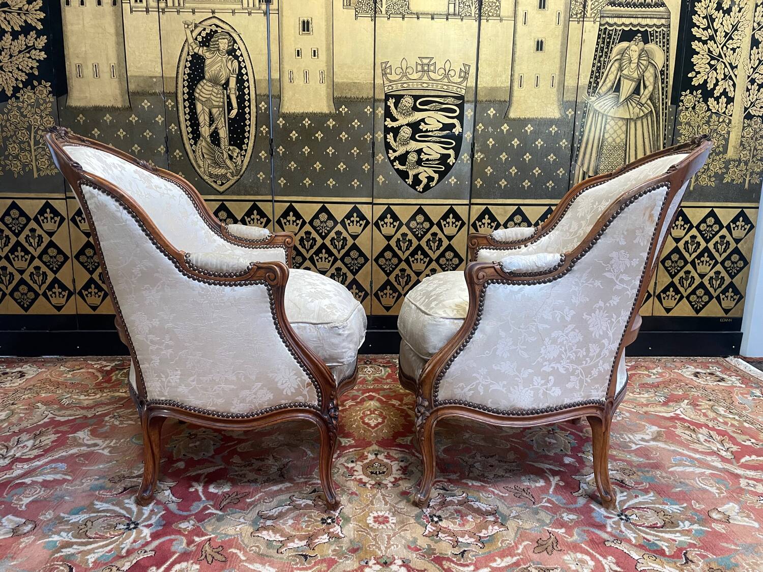 Pair of armchairs - Louis XV style shepherdesses
