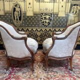 Paire de fauteuils - bergères de style Louis XV