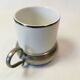 Charming vintage Italian espresso coffee cups White Porcelain and silver base