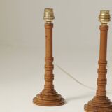 Pair of small vintage turned wood lamp bases Circa 1970