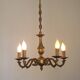 French Vintage Mid Century Bronze 5 Light Traditional Style Chandelier