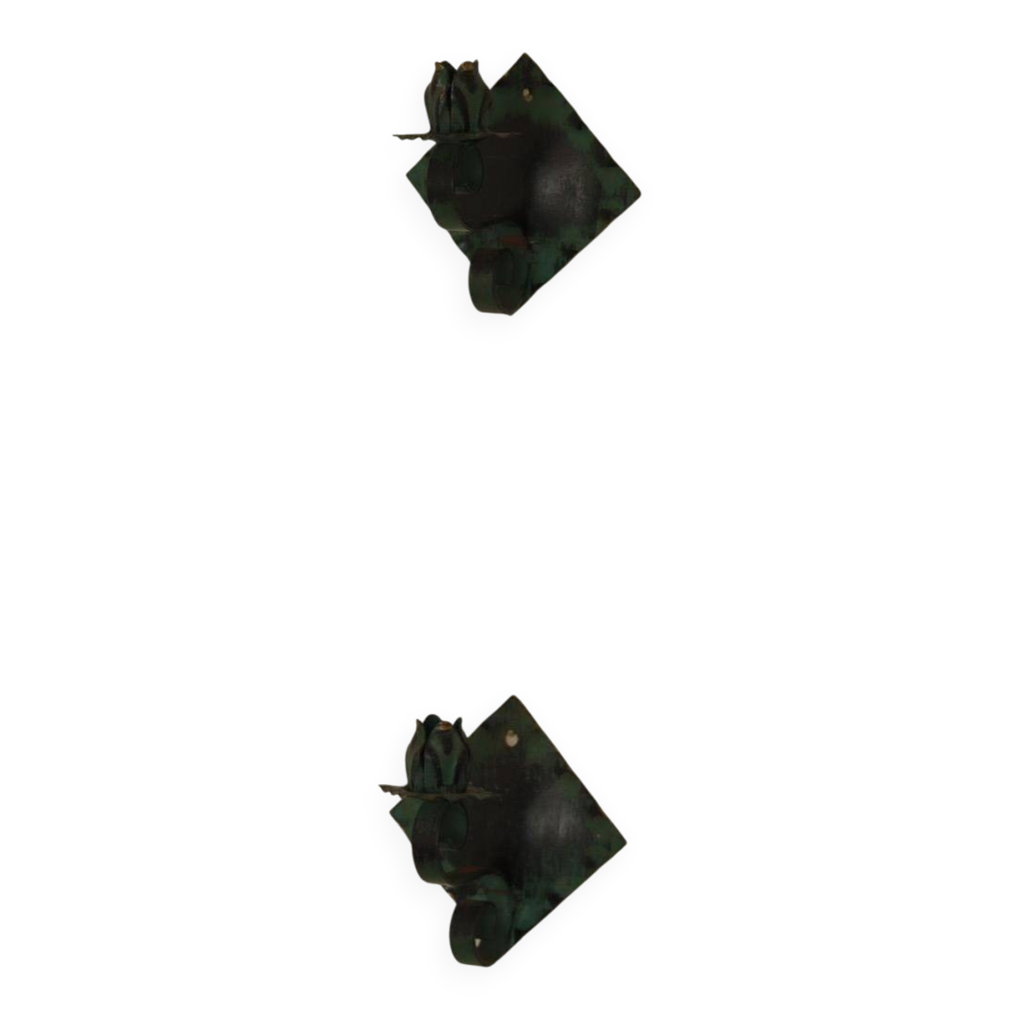 Vintage Swedish Wall Sconces in Patinated Greenish Brass