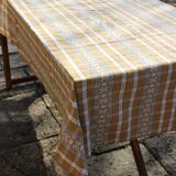 Beige vintage checkered rectangular tablecloth