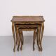 Triptych Florentine Gold and Red Wood Italian nesting Tables, 1960