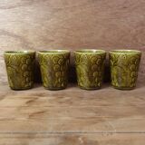 4 gobelets en céramique vert olive Sarreguemines