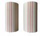 Pair of striped fabric bedside lamps.