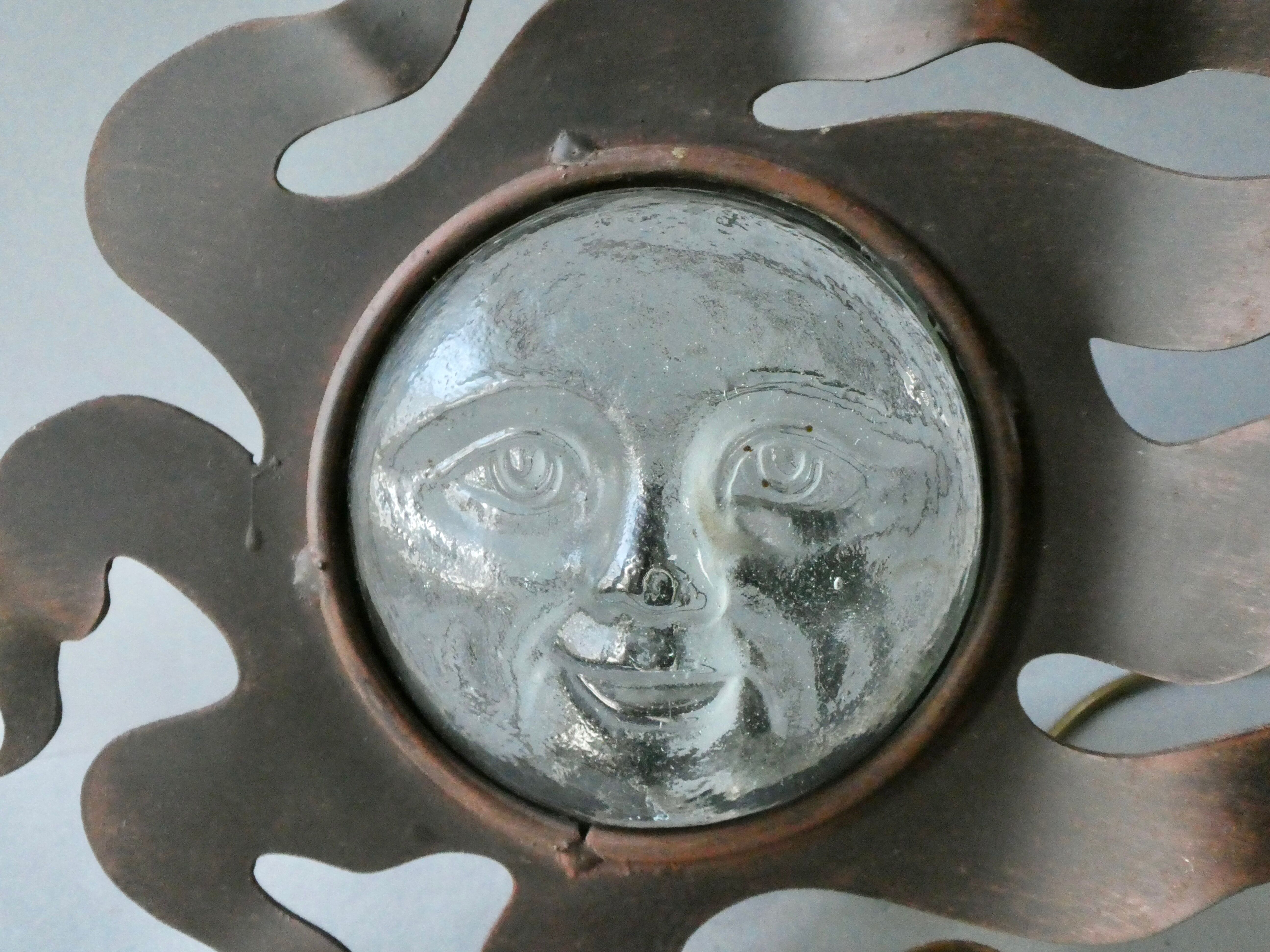 Sun lamp in metal and glass of the 80s
