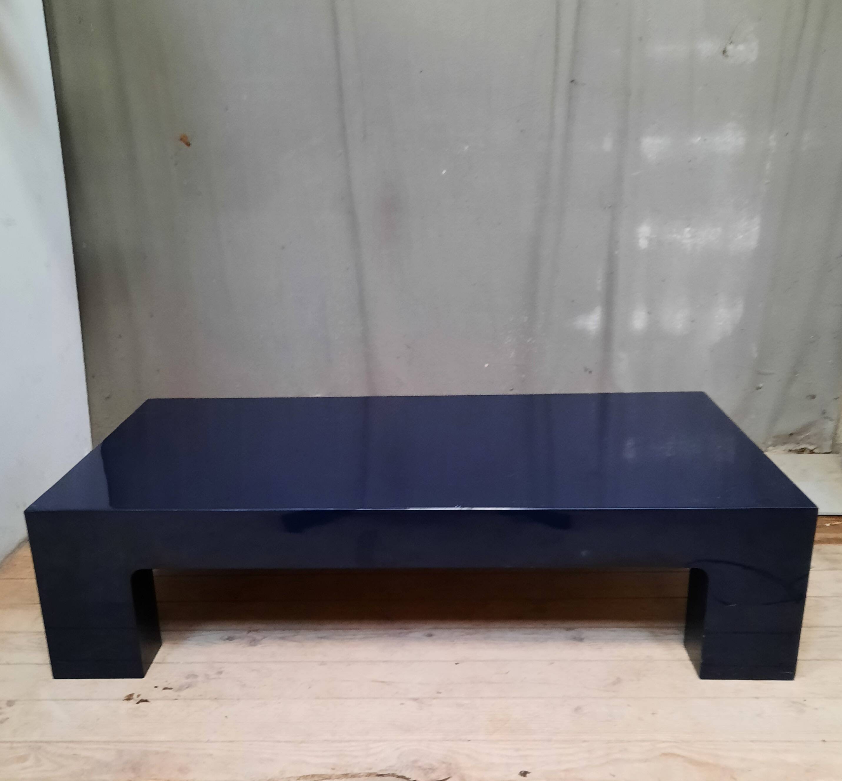 Blue lacquered coffee table