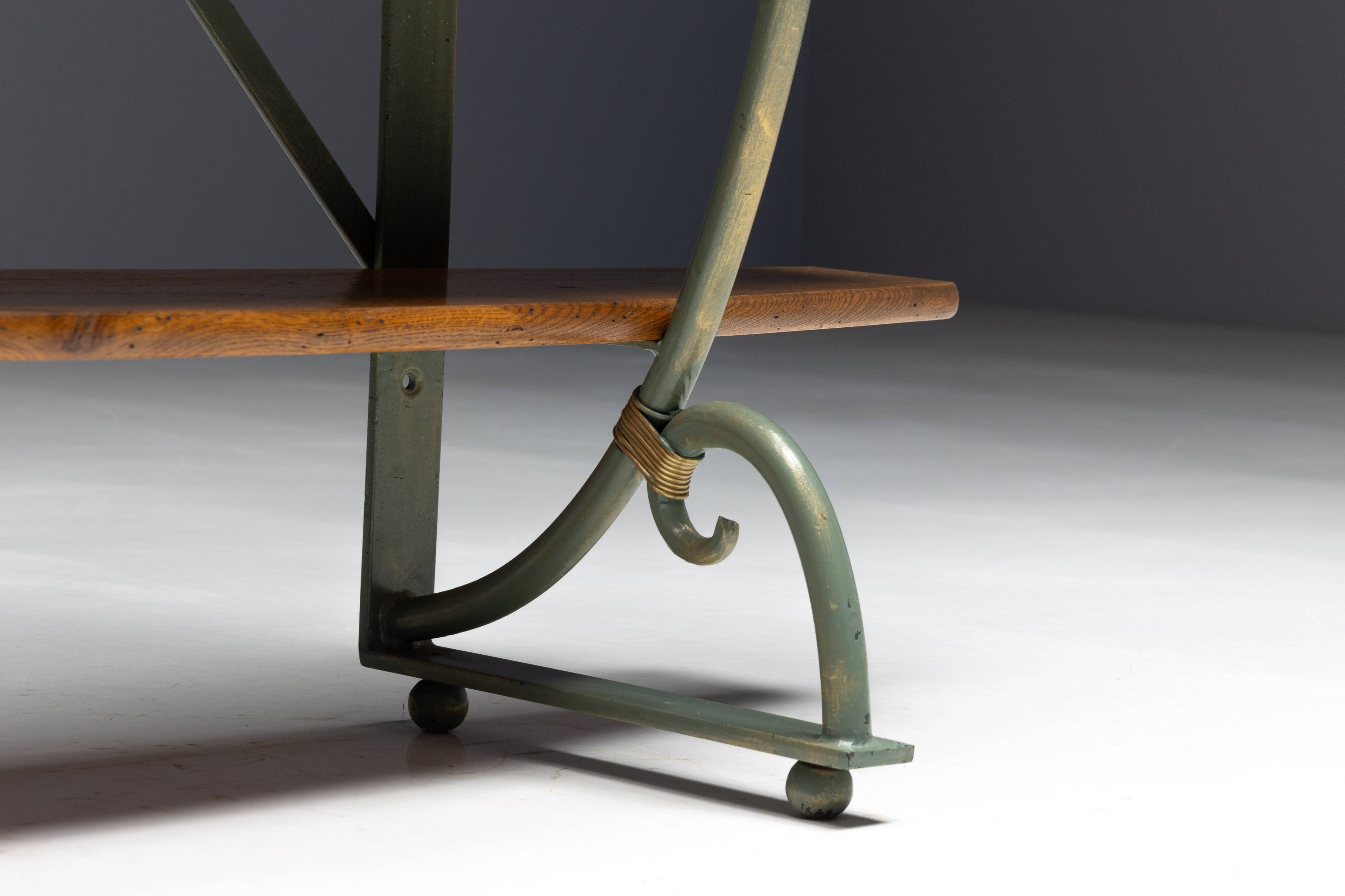 Bakery Display Rack with Iron Frame and Oak Shelves, France, 1920s