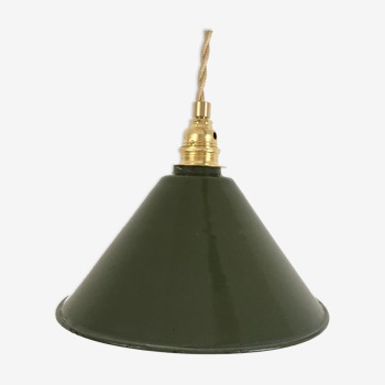 Conical suspension in green & white enamelled sheet metal