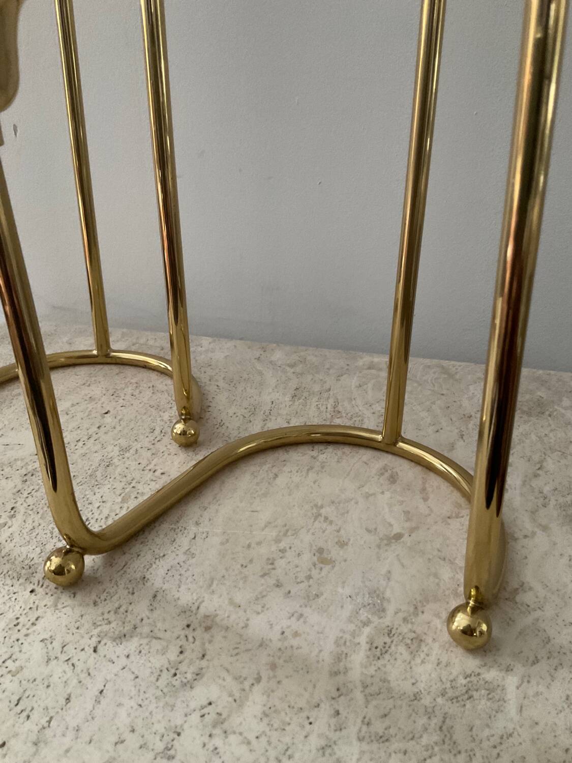 Duo of modernist brass candlesticks
