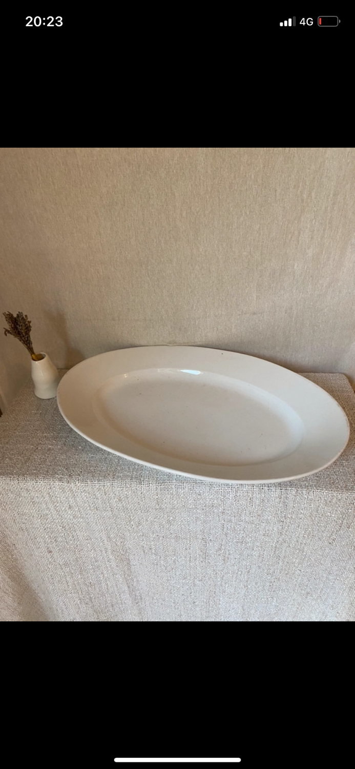 Large oval white earthenware dish