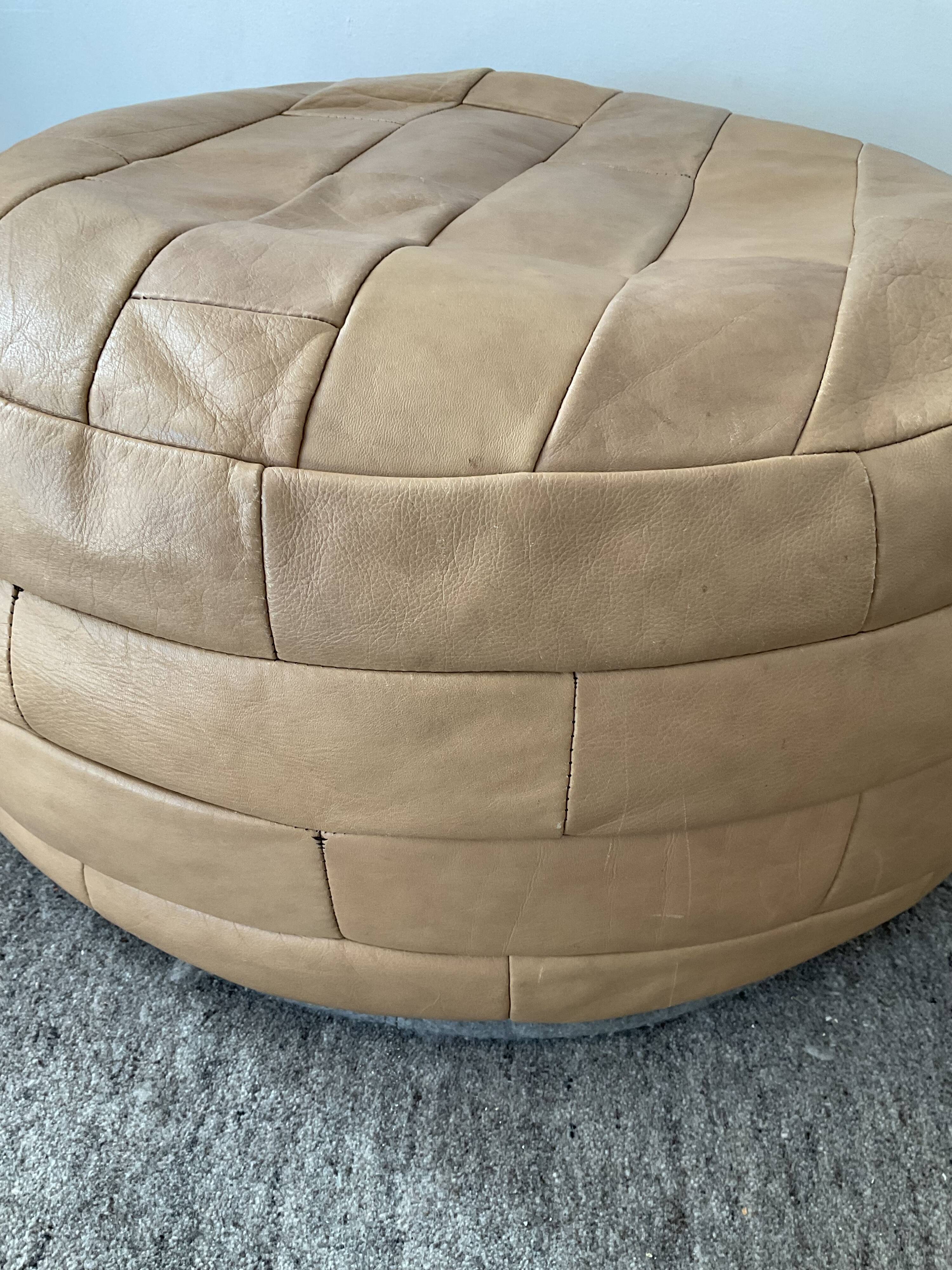 Patchwork ottoman in leather 70s