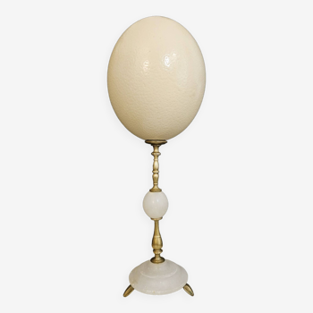 Ostrich Egg, Bronze and White Marble Base (19th century) H: 36 cm | PlaceOddity