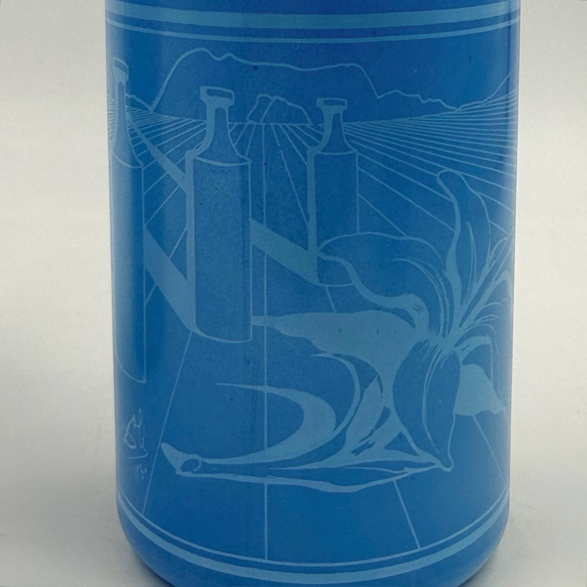 Ensemble de 3 bouteilles design bleu par Salvador Dali Rosso Antico 1970