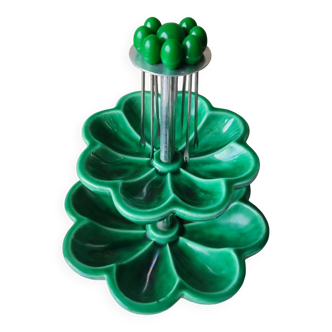 Vintage ceramic barbotine aperitif server "CADO France" came