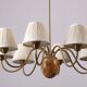 Hans Bergström '10/8' Swedish Modern 8-arm Chandelier in Brass, 1940s