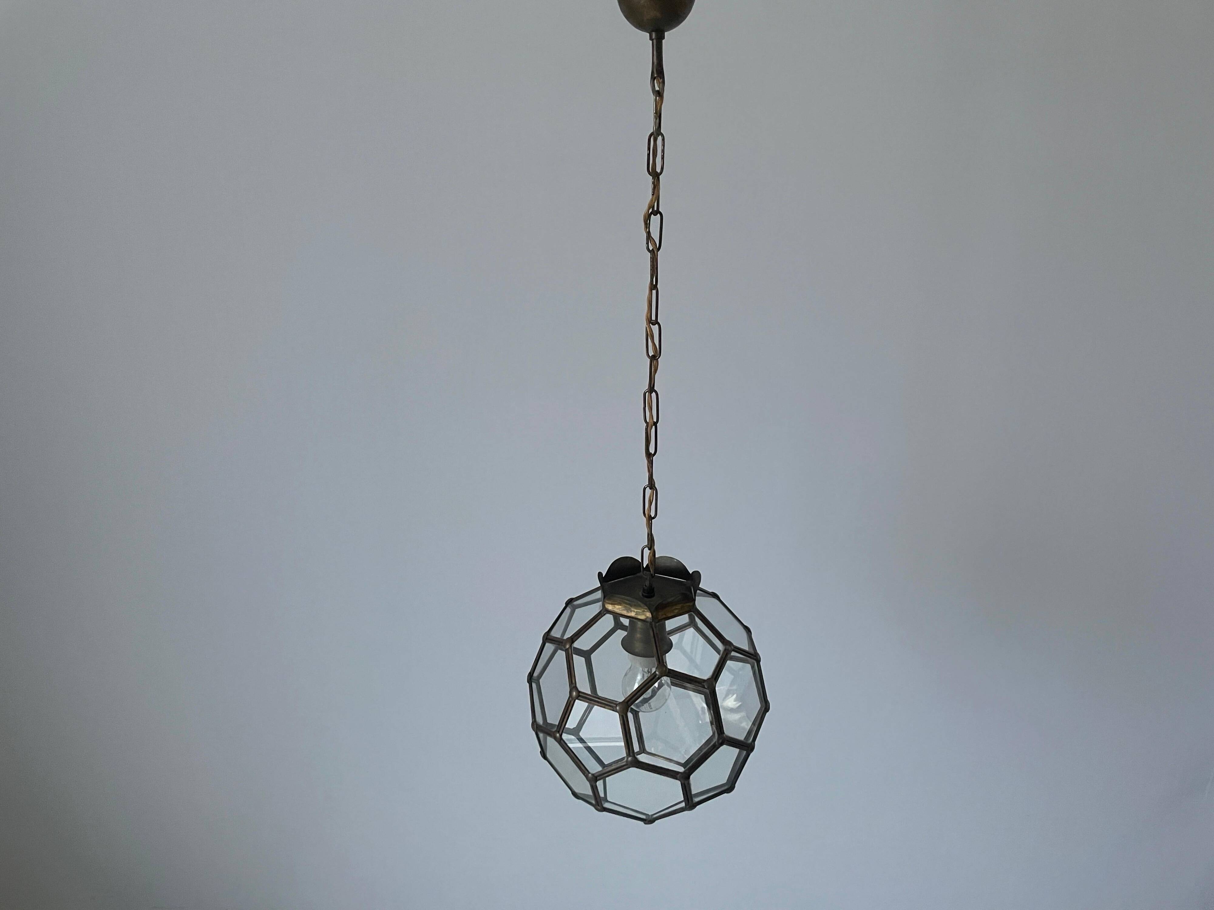 Italian Art Deco glass ceiling light in the shape of a honeycomb, 1950s, Italy.