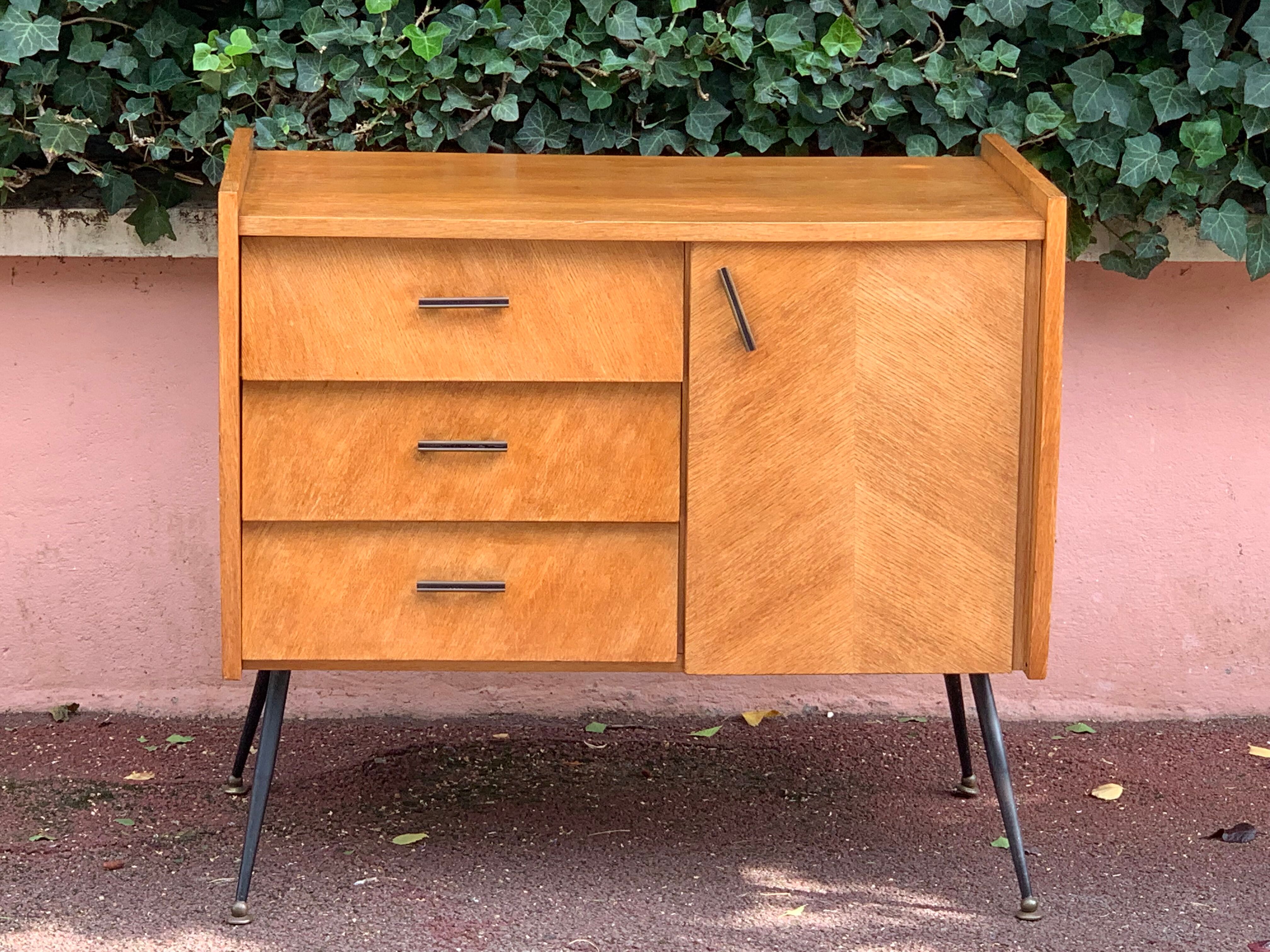 Buffet commode pieds compas 50’s