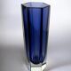 Vase Sommerso par Seguso, verre facetté bleu, Murano, Italie, années 1970