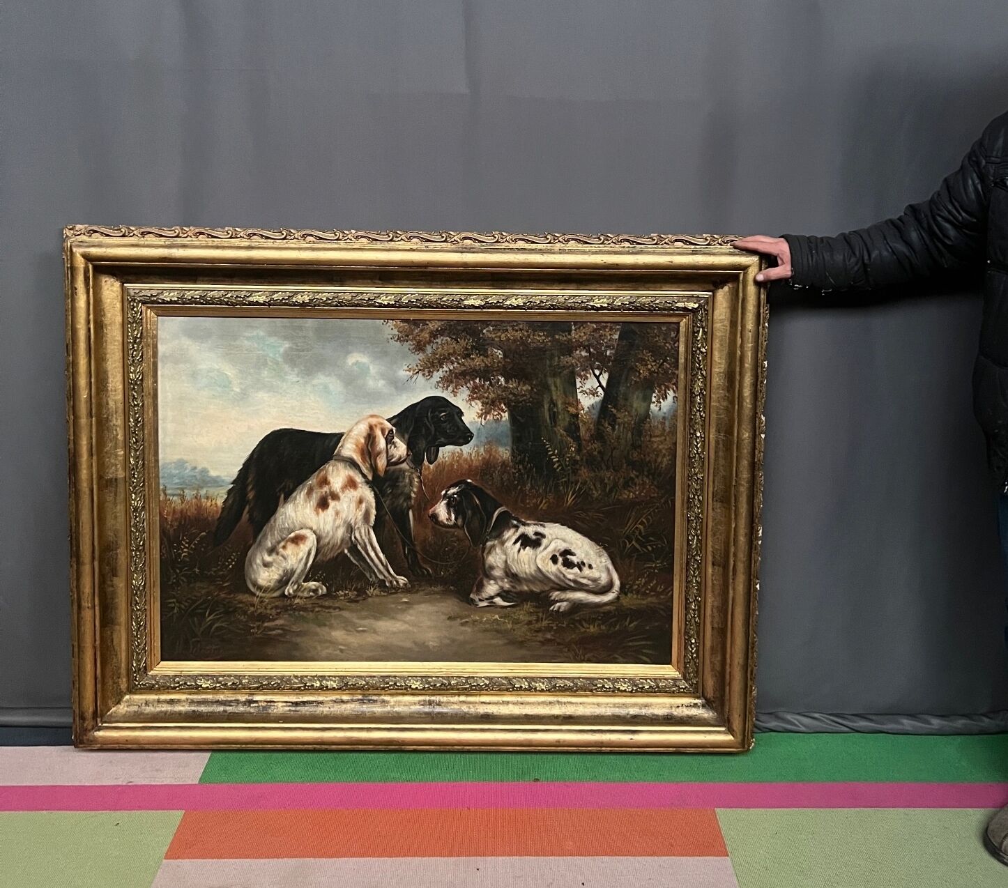 Painting "Hunting Dogs" Henri Schouten (1857-1927)