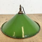 Industrial British Green Enamel Factory Pendant Lamp, 1950s
