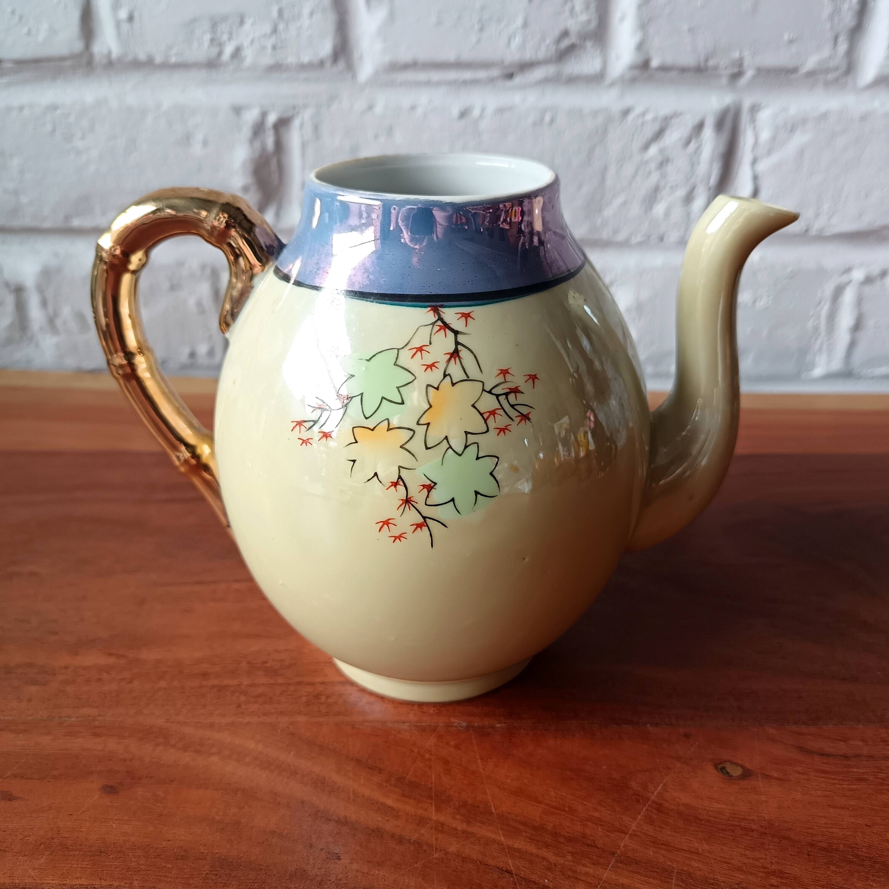 Service à thé en porcelaine fine japonaise vintage motif paysage