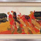 1965 Mid-Century Modern Swedish "Connection", Abstract Framed Oil Painting by Ivar Morsing