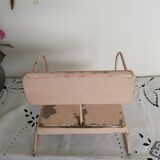 Vintage doll potty chair, wood and metal, pink, Bébéconfort