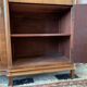 Half-moon buffet with display cabinet in Louis XVI style, marquetry with marble top.