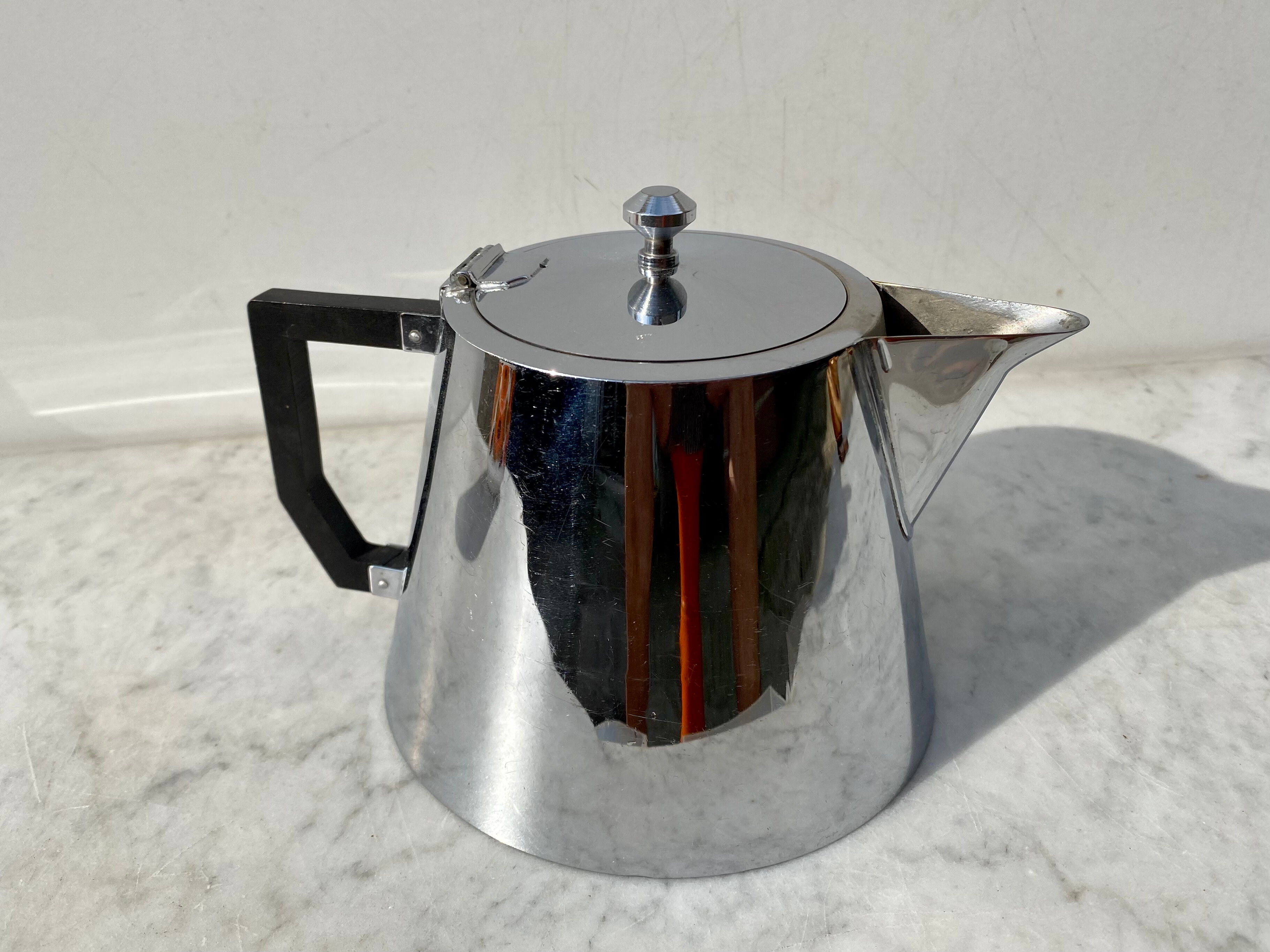Teapot Selecta 1L nickel-plated brass and Bakelite vintage 60s
