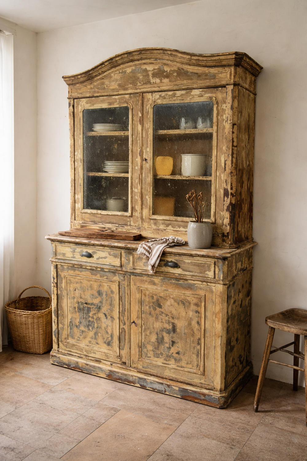 Large two-body sideboard Louis Philippe – blue beige patina