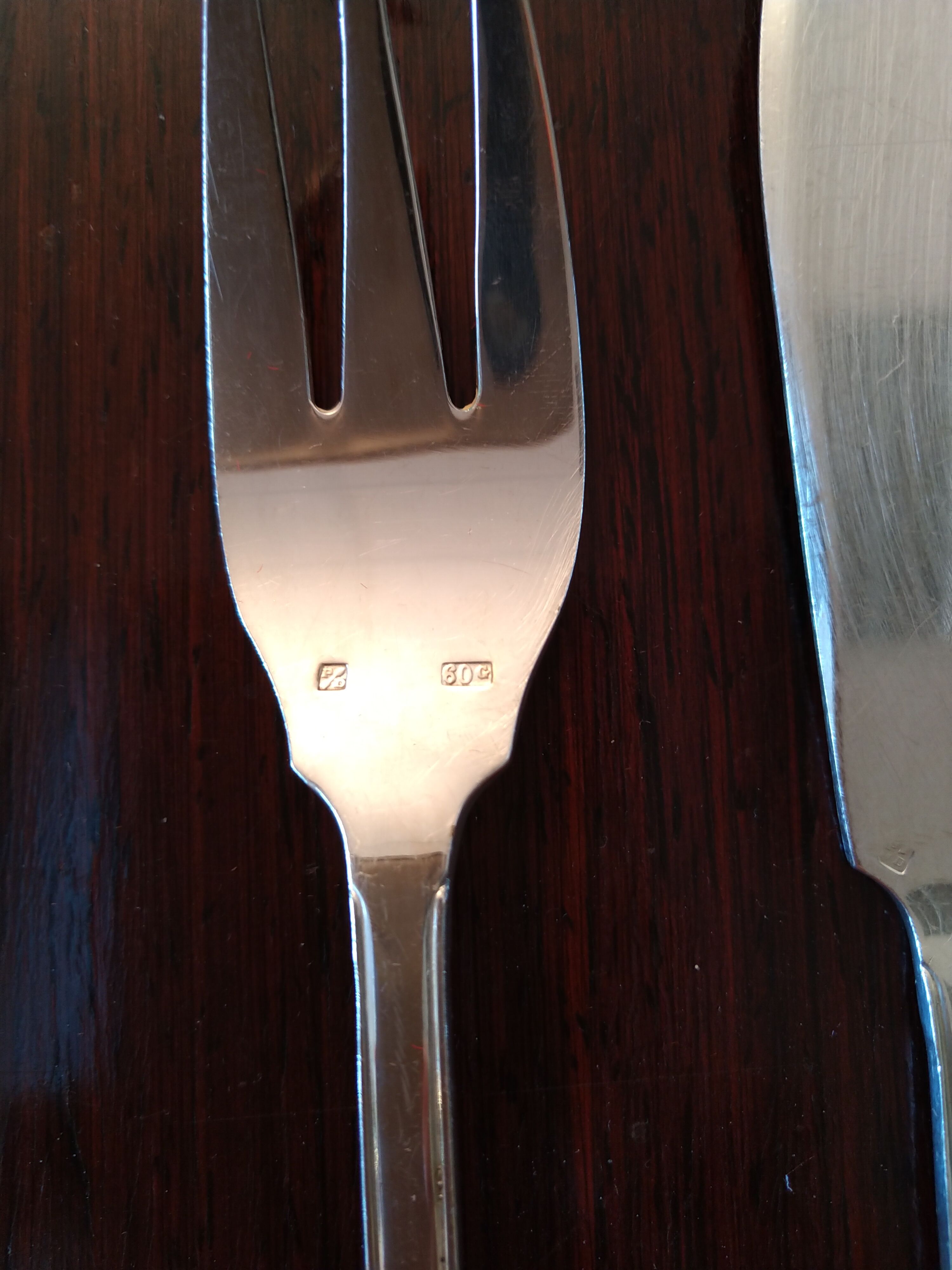 Silver metal fish service