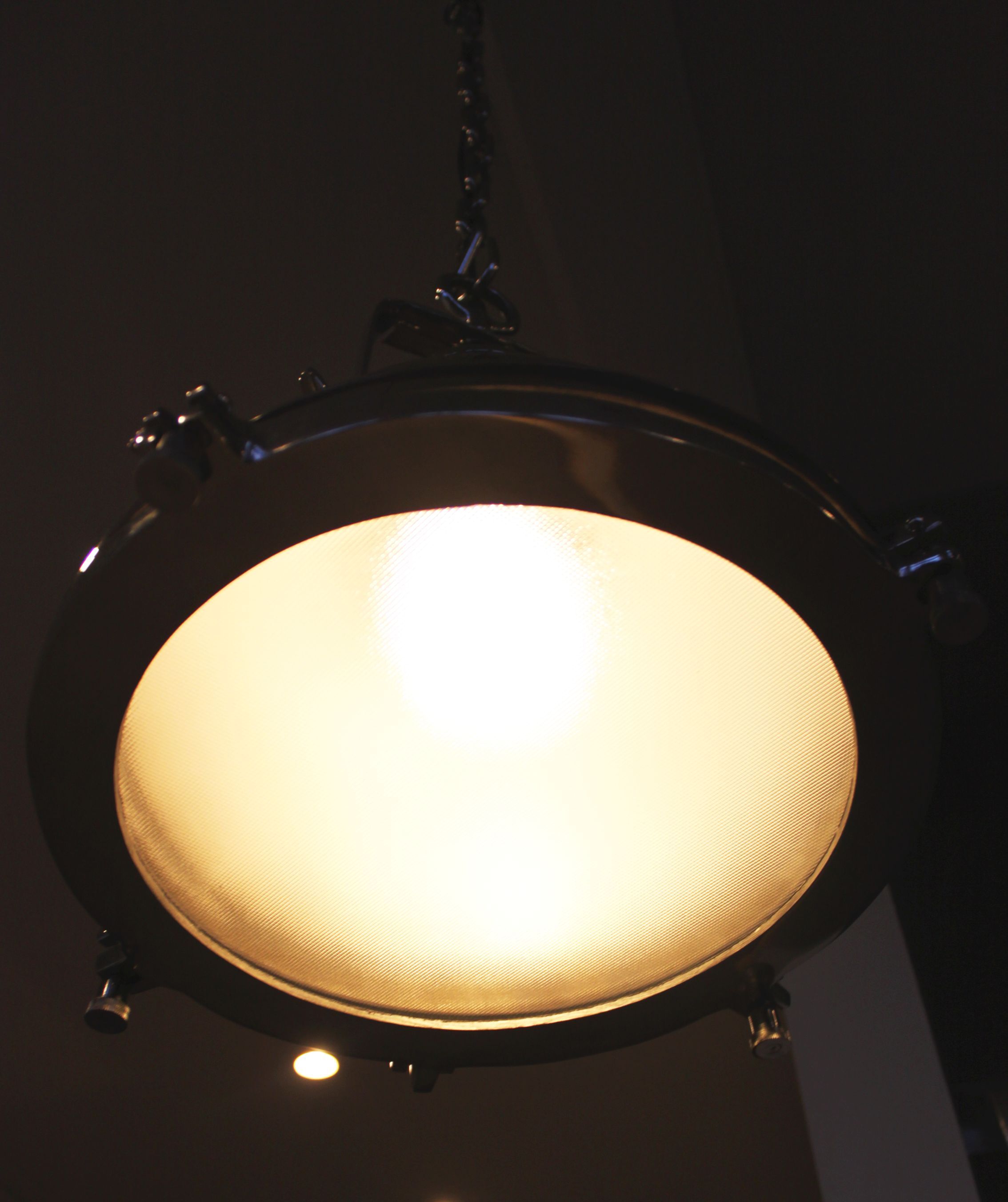 Nickel pendant light, industrial style