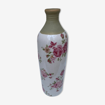 Flowery cracked ceramic vase