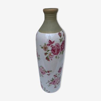 Vase en céramique craquelée fleurie