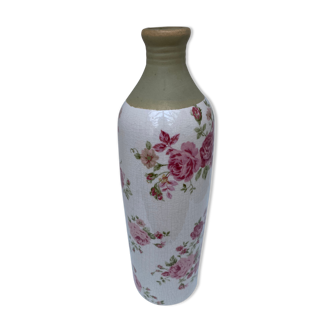 Vase en céramique craquelée fleurie